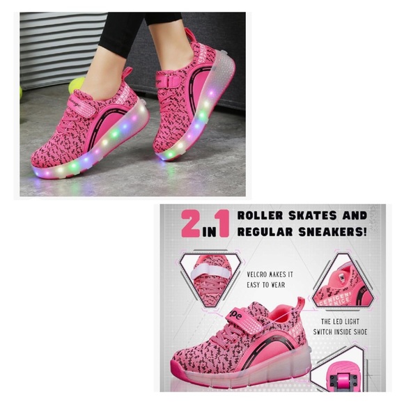 SDSPEED Kids Roller Skate Shoes pink Single Wheel Sport Sneaker LED size 5(37) - Picture 6 of 15